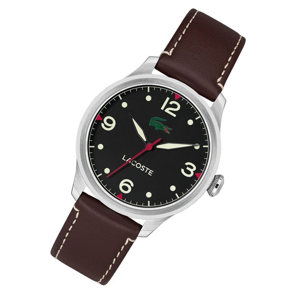 Lacoste Brown Leather Black Dial Men's Watch - 2011398 Carousel 2