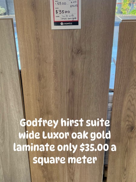 Godfrey Hirst Suite Wide Luxor Oak Gold 8 mm Laminate Carousel 1
