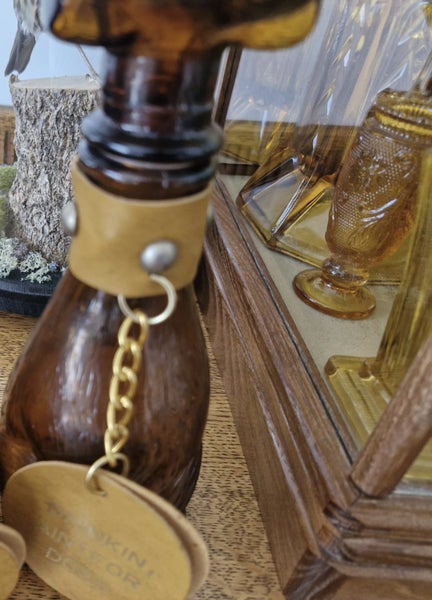 VINTAGE EMPOLI AMBER GLASS DOG DECANTER WITH COLLAR AND TAGS #2 Carousel 7