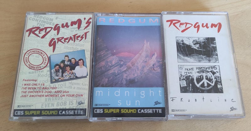Redgum 3x cassette albums 'Frontline' 'Midnight Sun' ' Everythings Legal,Anyth.. Carousel 1