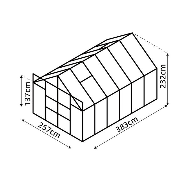 Glasshouse 4mm toughened glass 2570 x 3830 x 2320mm Carousel 2