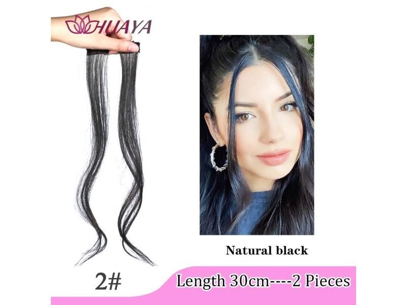 Synthetic False Bangs Hair Extensions Clip In Middle Part French Natural Fake Carousel 1