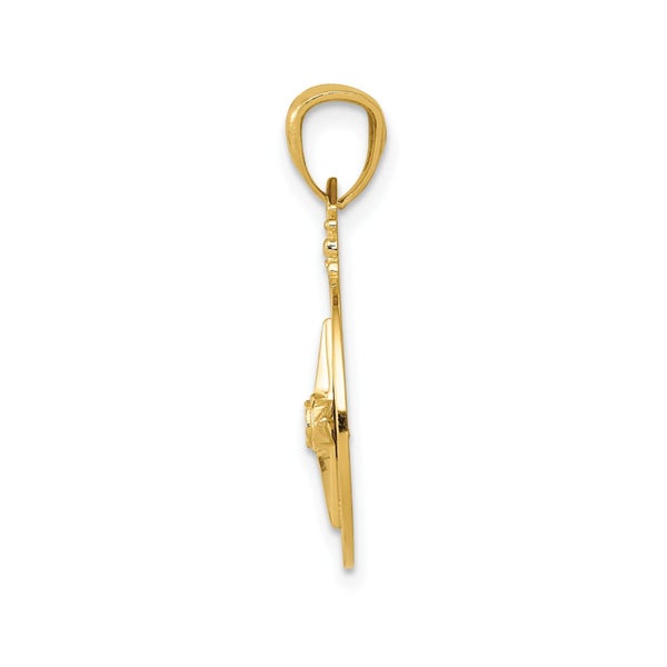 14k Yellow Gold Blue Enamel Eye Pendant, 16mm Carousel 2