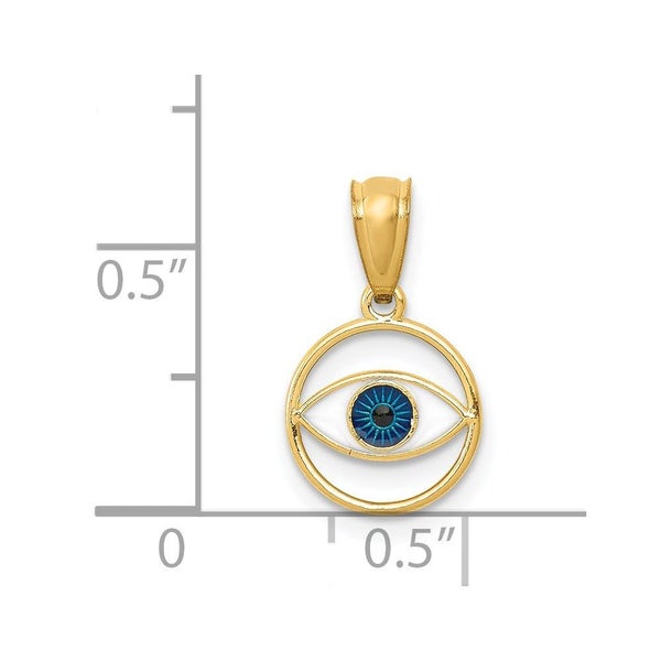14k Yellow Gold Blue Enamel Eye Pendant, 16mm Carousel 3