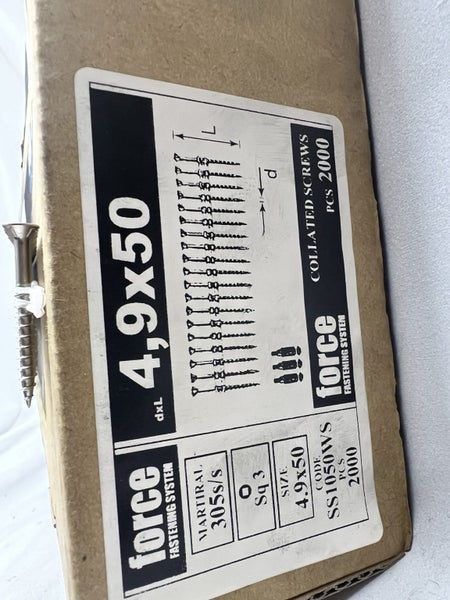 Force Fastening System Collated Screws: 4.9x50mm | 305 Stainless Steel | 2000pcs Carousel 2
