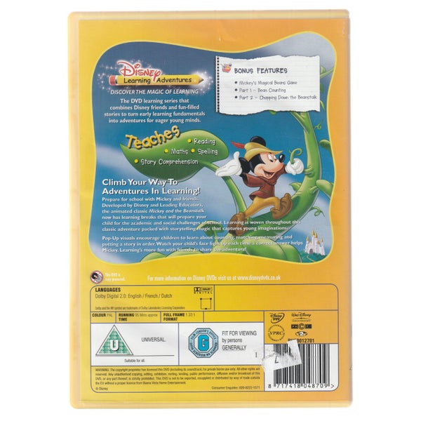 Disney Learning Adventures Mickey & The Beanstalk (G) DVD • Reading & Maths Fun64481974978433113
