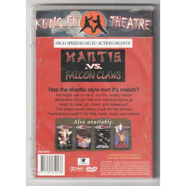 Mantis Vs. Falcon Claws (R16) • DVD • Kung Fu Theatre • Early Godfrey Ho • Under64482274100995113