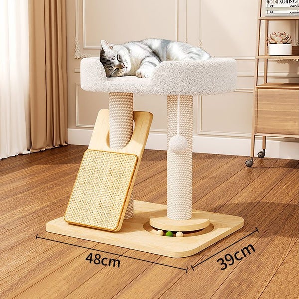 Multi-Functional Cat Tree with Reversible Bed Scratching Post and Play Track Carousel 2