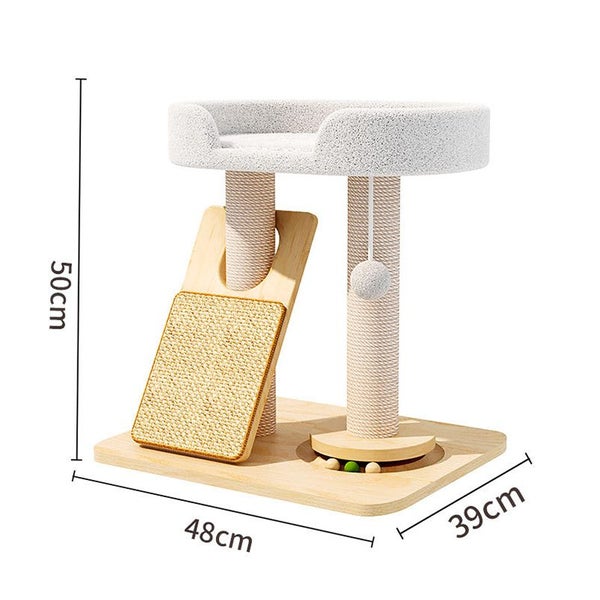Multi-Functional Cat Tree with Reversible Bed Scratching Post and Play Track Carousel 6