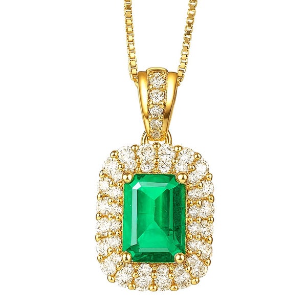 Gold Plated Emerald Necklace Simulated Green Gem Pendant Elegant Chain Jewellery Carousel 1