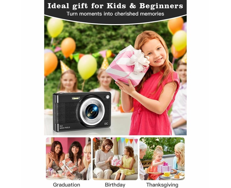 Upgrade Digital Camera,56MP FHD 1080P Camera with 16x Zoom Anti Shake,Kid Cam Carousel 7