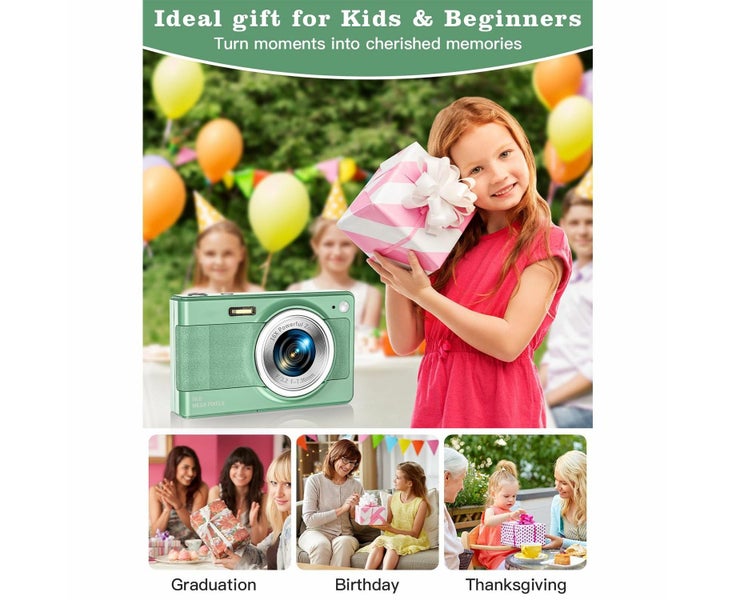Upgrade Digital Camera,56MP FHD 1080P Camera with 16x Zoom Anti Shake,Kid Cam Carousel 7