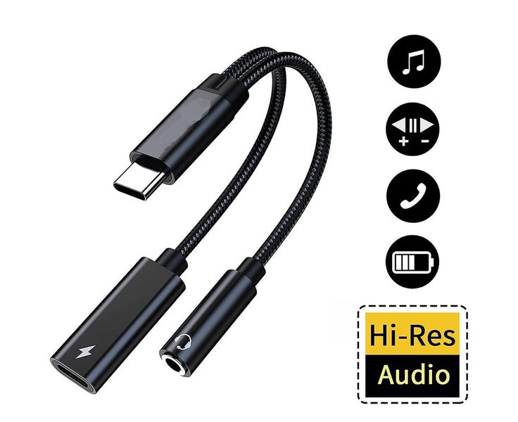 USB Type C to 3.5mm Headphone and Charger Adapter,2-in-1 USB C to Aux Audio J Carousel 7
