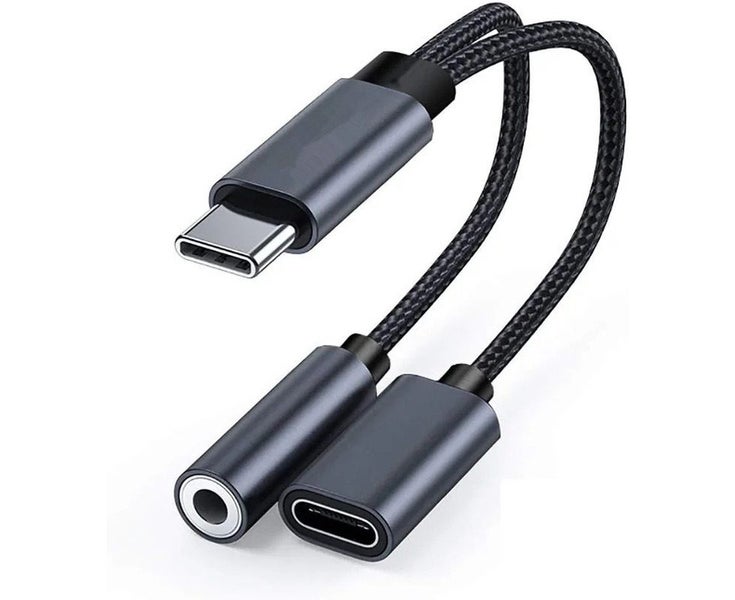 USB Type C to 3.5mm Headphone and Charger Adapter, 2 in 1 USB C to Auxiliary Carousel 2