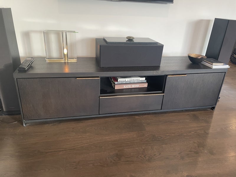 Black Stained Oak Media Cabinet Carousel 1