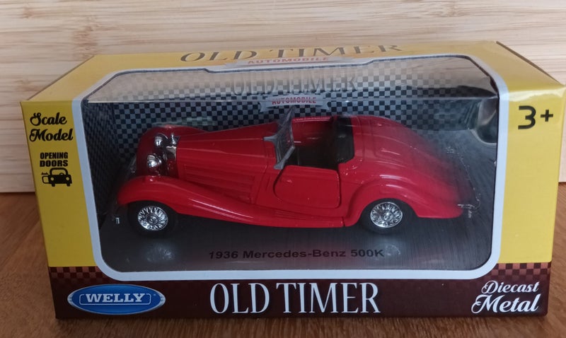 1936 MERCEDES BENZ 500K, WELLY OLD TIMER, 1:34 DIE CAST METAL Carousel 1