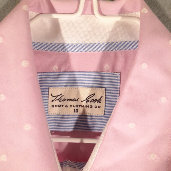 Thomas Cook Pink Spotted Ralph Lauren Style Collared Button Shirt Size 10 Cotton Carousel 2