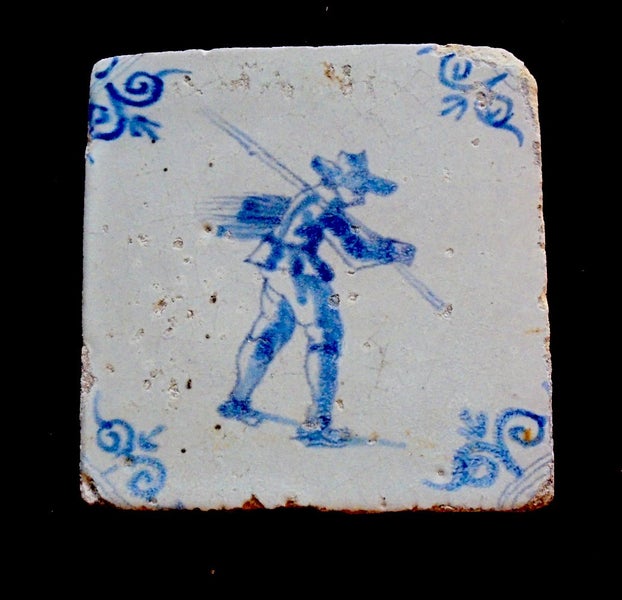 17th CENTURY DUTCH TILE BLUE & WHITE c1625 Carousel 6
