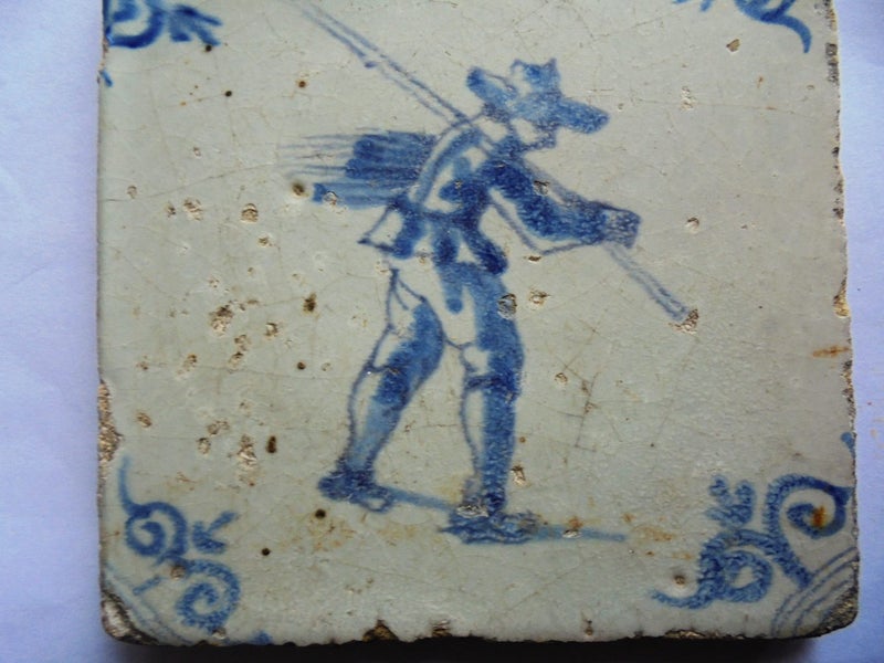 17th CENTURY DUTCH TILE BLUE & WHITE c1625 Carousel 2