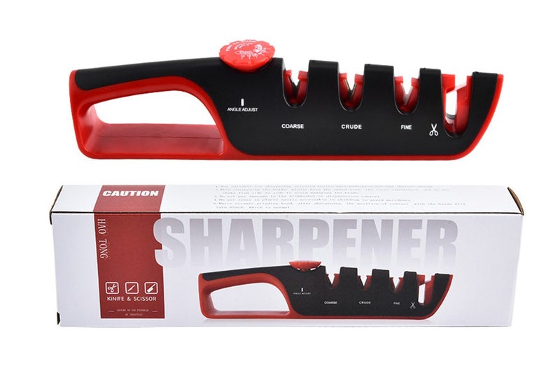 4 In 1 Scissors Sharpener Tool Knife Sharpeners With 6 Adjustable Angle -Red Carousel 2