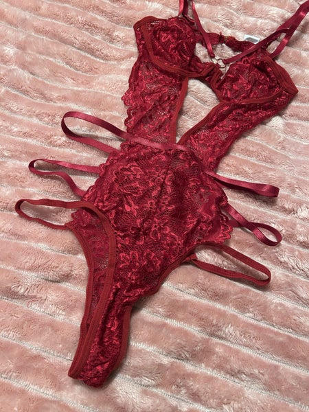 Sexy Stunning Red Lace Teddy Bodysuit - Size: XS (PING/AFTERPAY) Carousel 2