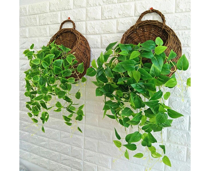 Wall Fence Hanging Planter Plant Flower Pot Handmade Garden Rattan Basket Dec Carousel 2