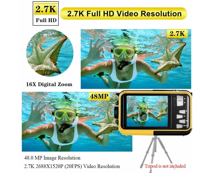 Waterproof Digital Camera Underwater Camera Full HD 2.7K 48 MP Video Recorder Carousel 2