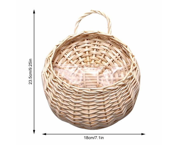 Wall Fence Hanging Planter Plant Flower Pot Handmade Garden Rattan Basket Dec Carousel 2