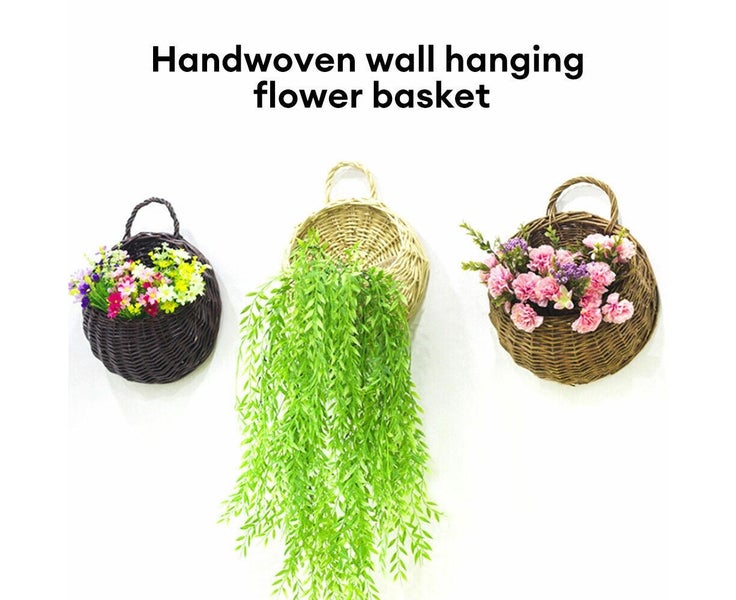 Wall Fence Hanging Planter Plant Flower Pot Handmade Garden Rattan Basket Dec Carousel 5