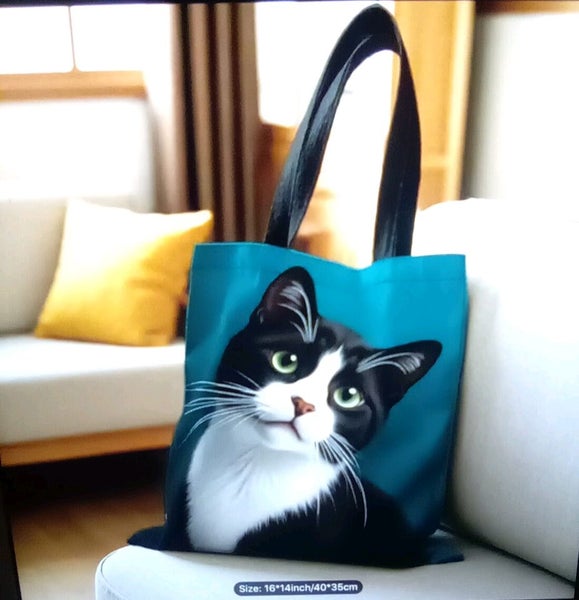 THE CATTAGE - Adorable Cat Tote Bag Add Some Brightness & Cuteness To Your Bag Carousel 1