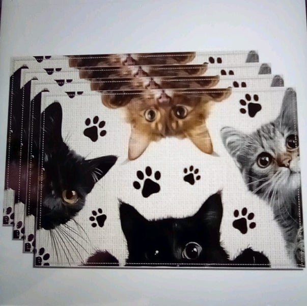 THE CATTAGE - Adorable 4PC Cat Place Mats Add Cuteness & Whimsey To Your Table Carousel 1