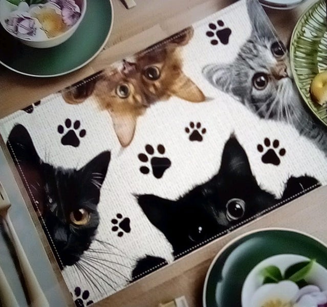 THE CATTAGE - Adorable 4PC Cat Place Mats Add Cuteness & Whimsey To Your Table Carousel 5