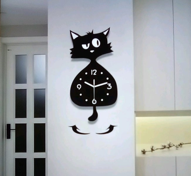 THE CATTAGE - Unique Whimsical Cat Swing Tail Clock Bring Cuteness To Any Room Carousel 6