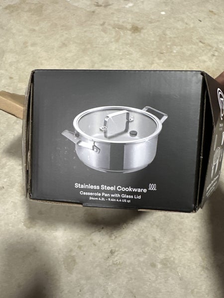 MasterChef stainless steel cookware casserole pan with glass lid 24cm Carousel 2