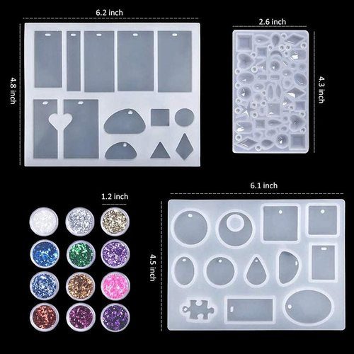 96pcs DIY Resin Casting Craft Molds Silicone Jewelry Pendant Making Carousel 10