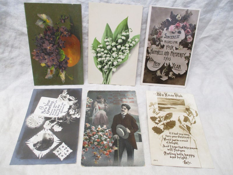 Selection of 6 Early Postcards of Christmas Cards - PB 745 Carousel 1