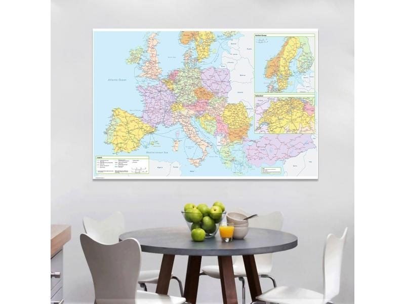 225*150cm The Europe Political Map Traffic Route Map Large Poster Non-woven Carousel 1