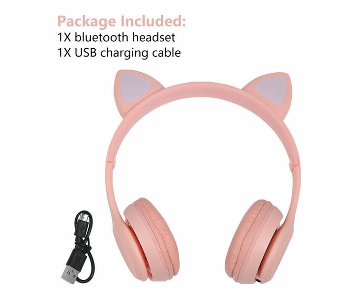 Wireless Bluetooth 5.0 Headset Cat Rabbit Ear LED Headphone w/Mic For Any Pho Carousel 2