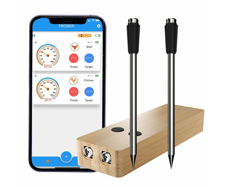 Wireless Meat Thermometer 2 Probes, 500FT Long Wireless Range Thin Probes APP Carousel 1