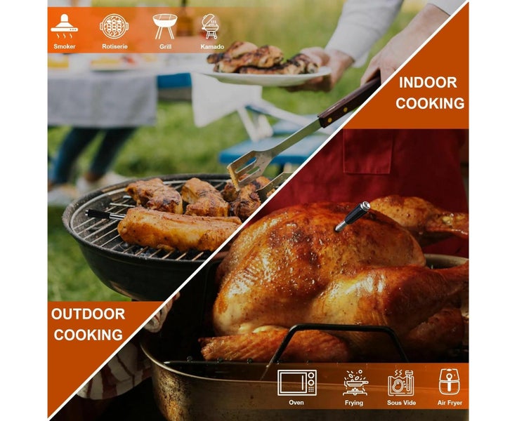Wireless Meat Thermometer 2 Probes, 500FT Long Wireless Range Thin Probes APP Carousel 2