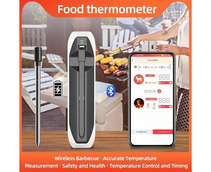Wireless Smart Meat Thermometer with Probes,Food Grill Rechargeable Thermomet Carousel 10