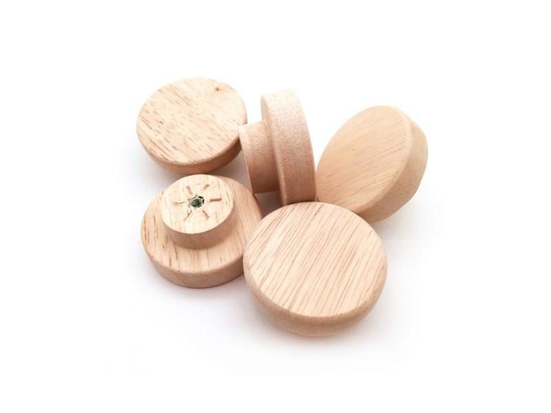 Oak Round Handle Dia 30/35/40/50mm Wooden Cabinet Drawer Knobs Carousel 1