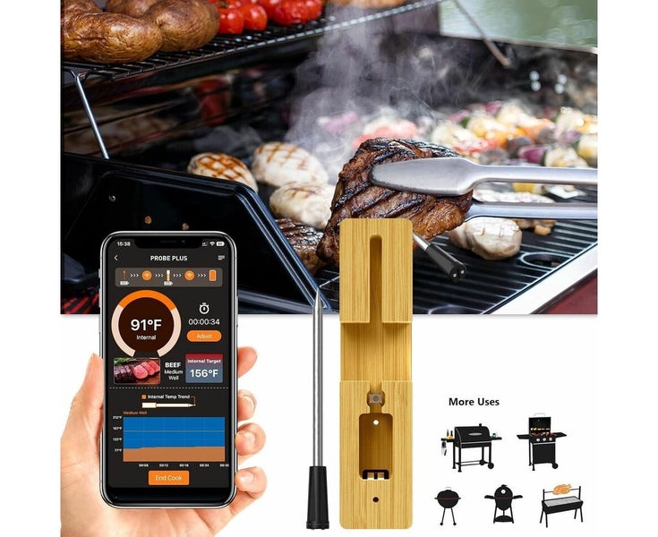 Wireless WiFi Meat Thermometer Bluetooth BBQ Food Thermometer Probe APP Contr Carousel 2