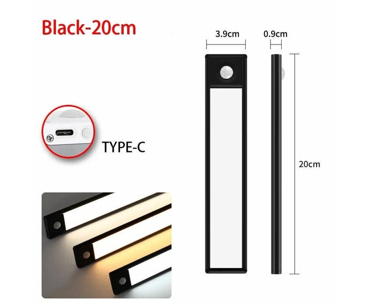 Wireless LED Motion Sensor Light Strip Cabinet Lamp Closet USB Rechargeable-B Carousel 1