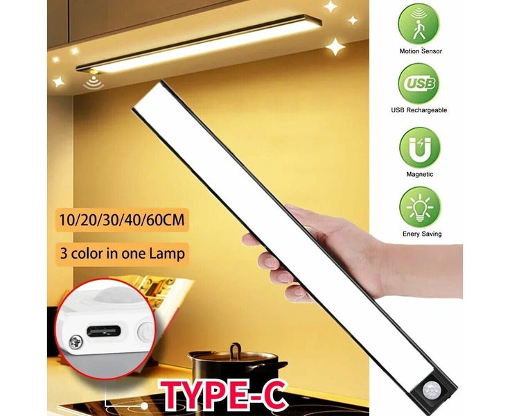 Wireless LED Motion Sensor Light Strip Cabinet Lamp Closet USB Rechargeable-B Carousel 2