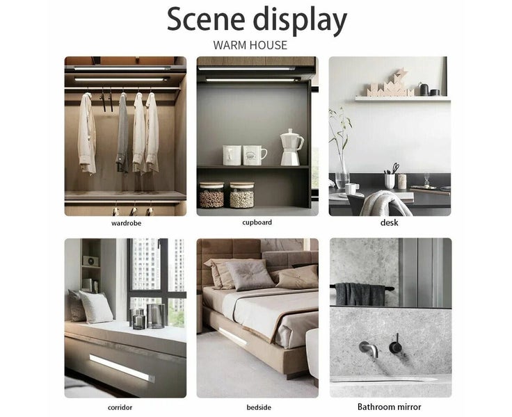 Wireless LED Motion Sensor Light Strip Cabinet Lamp Closet USB Rechargeable-B Carousel 6