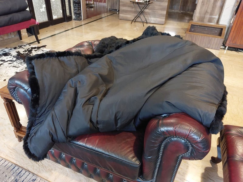New KING Blanket Black Real NZ Possum Full Fur Throw - No Reserve! - B6524 Carousel 7