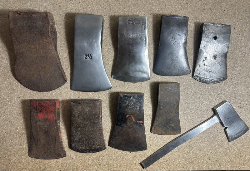 10 vintage axe/ hatchet heads some stamped. Carousel 2