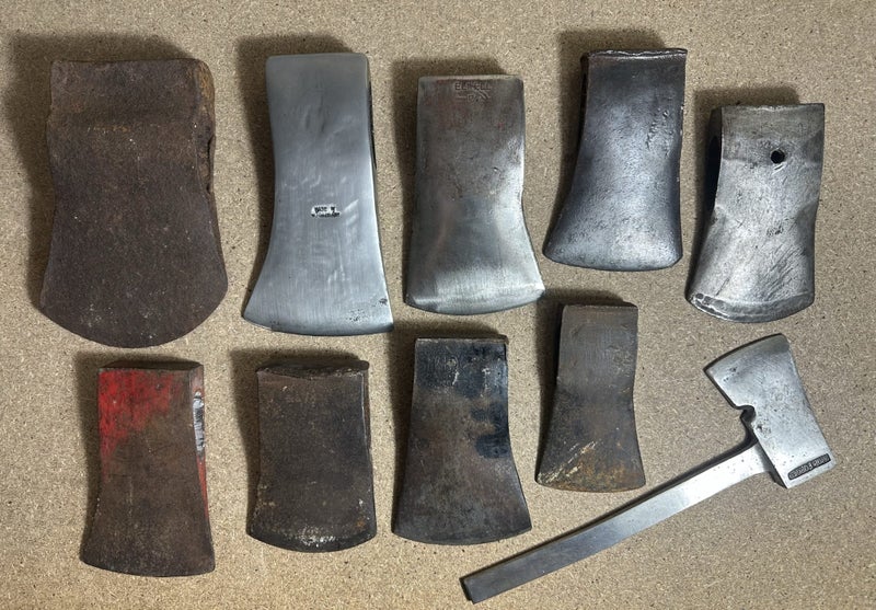 10 vintage axe/ hatchet heads some stamped. Carousel 1