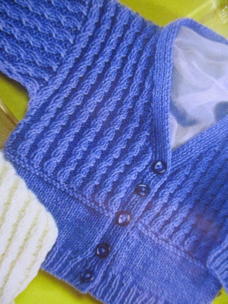 KNIT BHKC "Doll/Prem Baby 4 Row to Pattern, Cardigans, Jumper & Hat Set" Carousel 2